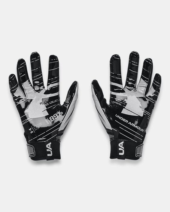 Boys' UA Pee Wee F8 Football Gloves, Black, pdpMainDesktop image number 1